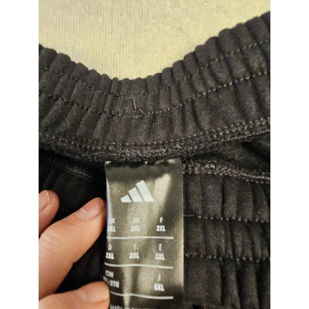 Adidas Essentials 3-Stripes‎ Fleece Tapered Cuff Pants Black White  Mens 2XL